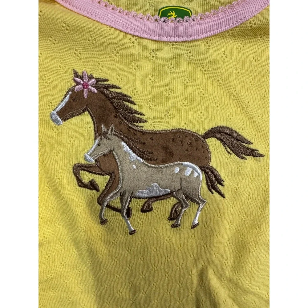 John Deere Infant Romper Bodysuit Kids 3/6M Yellow Horse Embroidery J2B643YN New